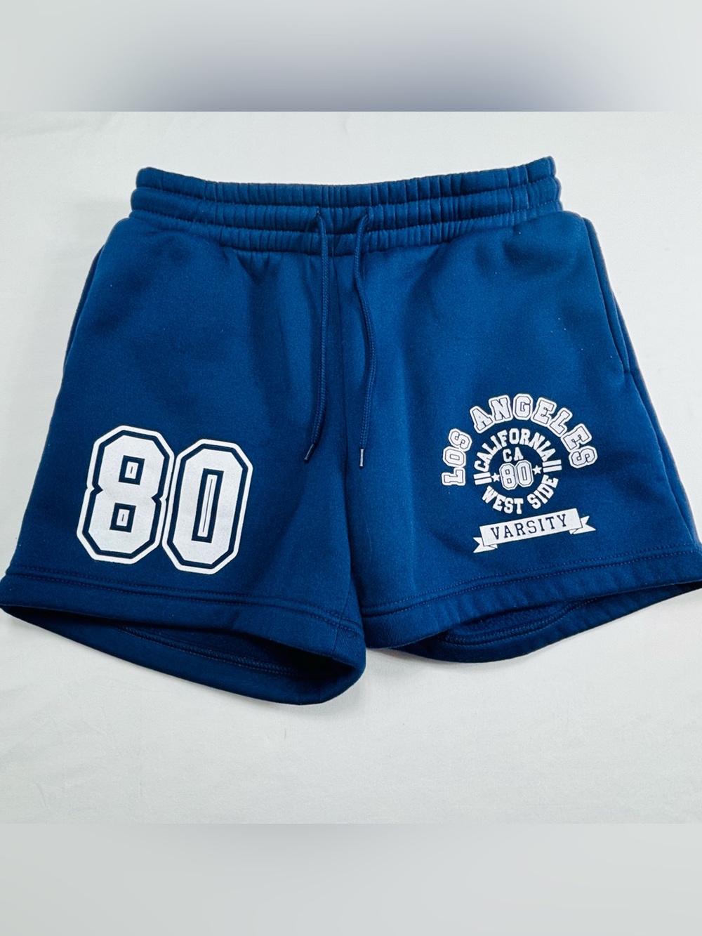 Navy Varsity Los Angeles Graphic Shorts W518